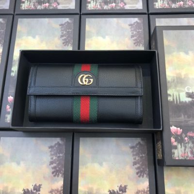 Replica Gucci Ophidia Black Leather Continental Wallet AAA