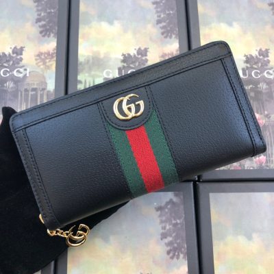 Replica Gucci Ophidia Black/White Zip Wallet