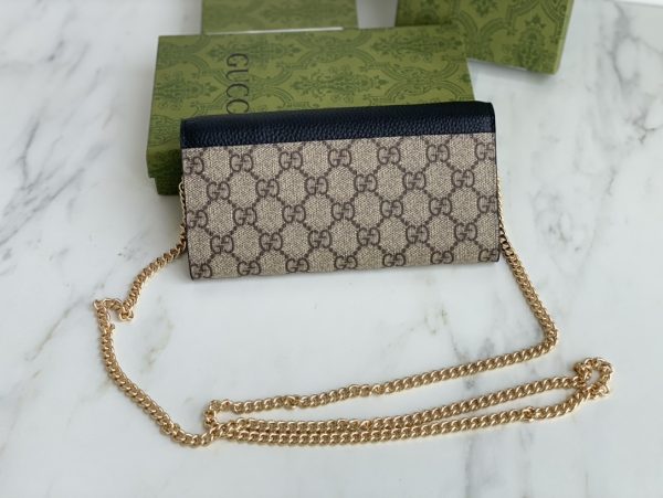 Replica Gucci Marmont Chain Wallet Beige & Black - Image 2