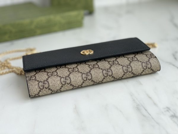 Replica Gucci Marmont Chain Wallet Beige & Black - Image 3