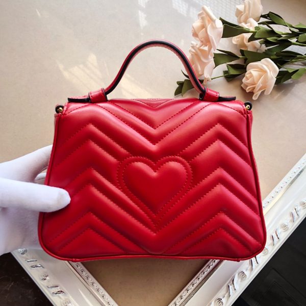 Replica Gucci Marmont Mini Top Handle in White/Pink/Red - Image 12