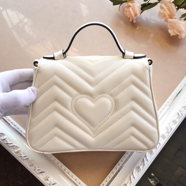 Replica Gucci Marmont Mini Top Handle in White/Pink/Red - Image 2