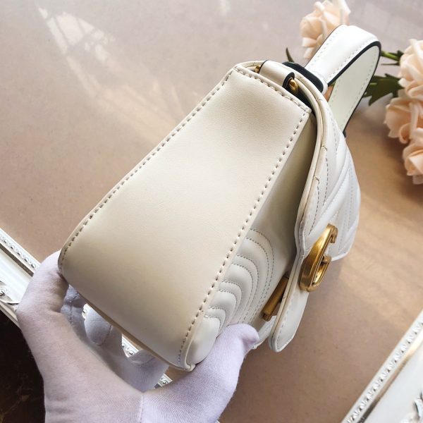 Replica Gucci Marmont Mini Top Handle in White/Pink/Red - Image 3