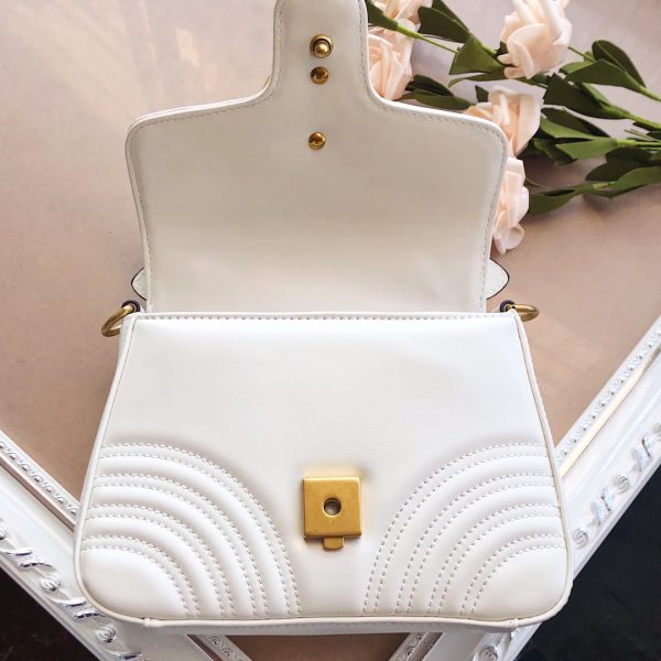 Replica Gucci Marmont Mini Top Handle in White/Pink/Red - Image 5