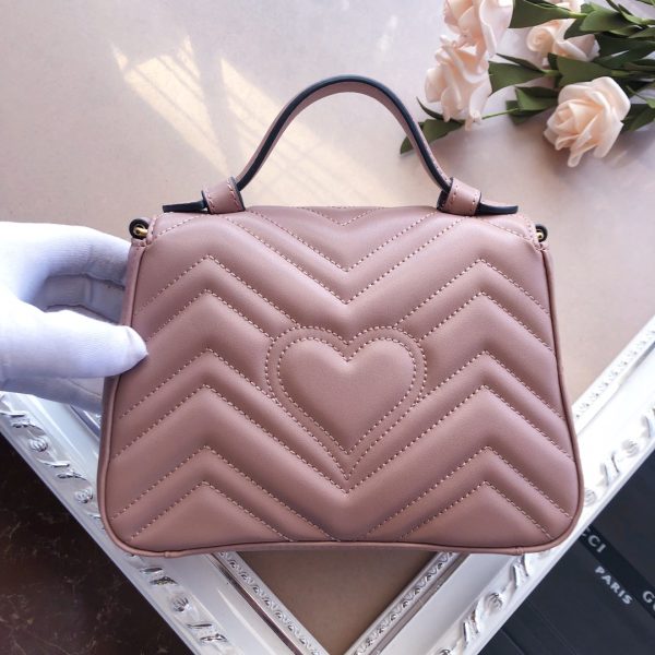 Replica Gucci Marmont Mini Top Handle in White/Pink/Red - Image 7