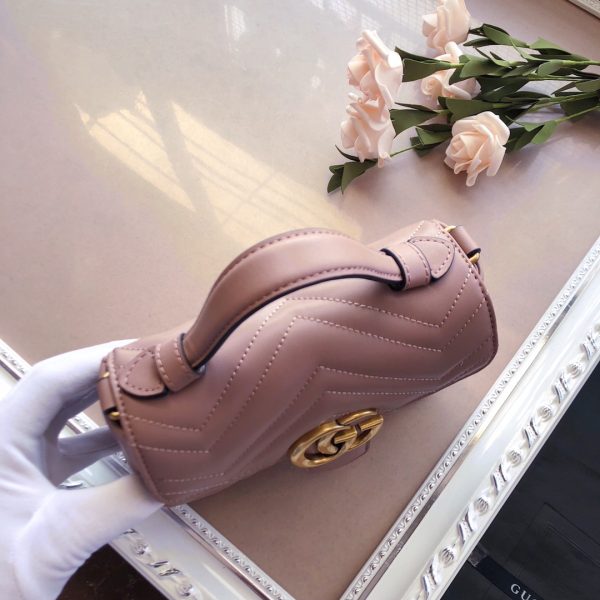 Replica Gucci Marmont Mini Top Handle in White/Pink/Red - Image 8