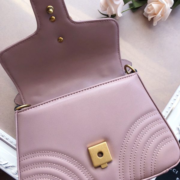 Replica Gucci Marmont Mini Top Handle in White/Pink/Red - Image 9