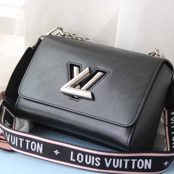 Louis Vuitton Twist MM Replica in Black, White & Pink - Image 8