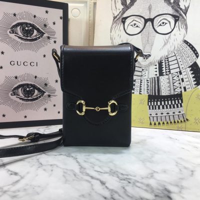 Replica Gucci Horsebit 1955 Mini Bag in Black, Red & Brown