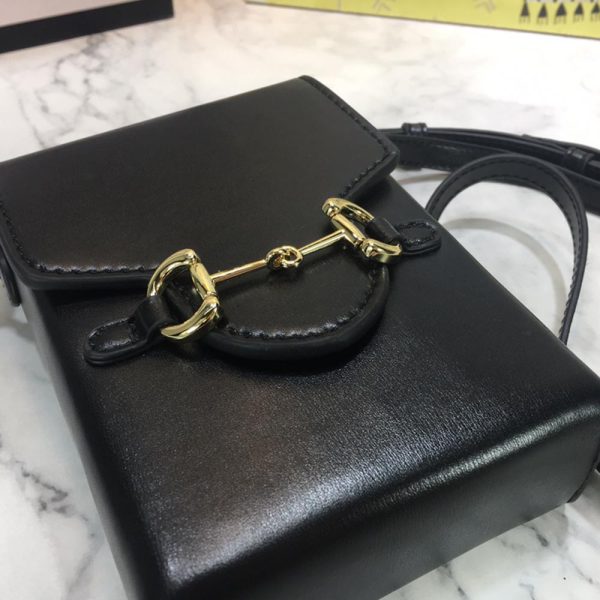 Replica Gucci Horsebit 1955 Mini Bag in Black, Red & Brown - Image 4