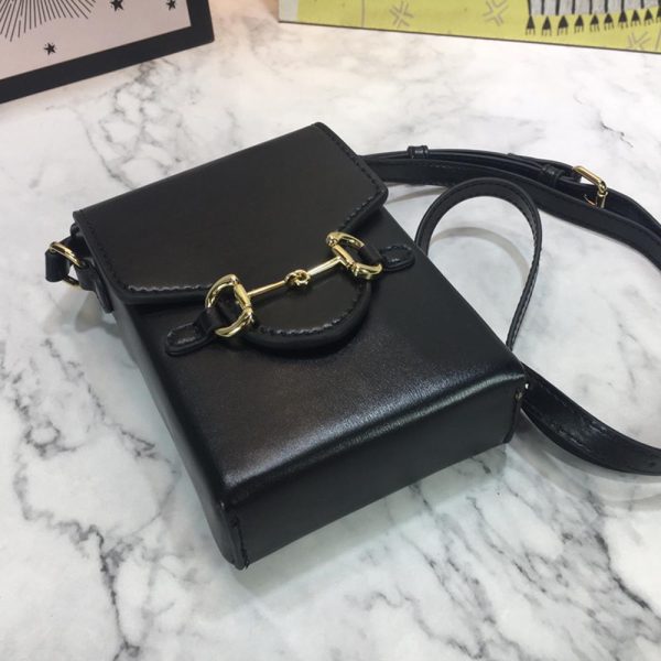 Replica Gucci Horsebit 1955 Mini Bag in Black, Red & Brown - Image 5