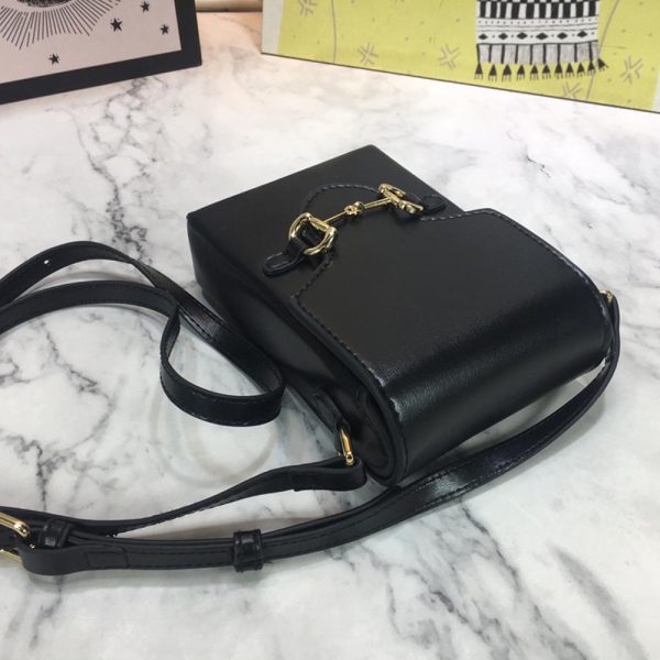 Replica Gucci Horsebit 1955 Mini Bag in Black, Red & Brown - Image 6