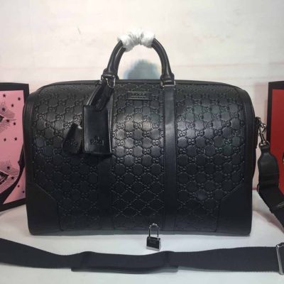 Gucci Double G Duffle Bag - Black/Red Embossed Replica