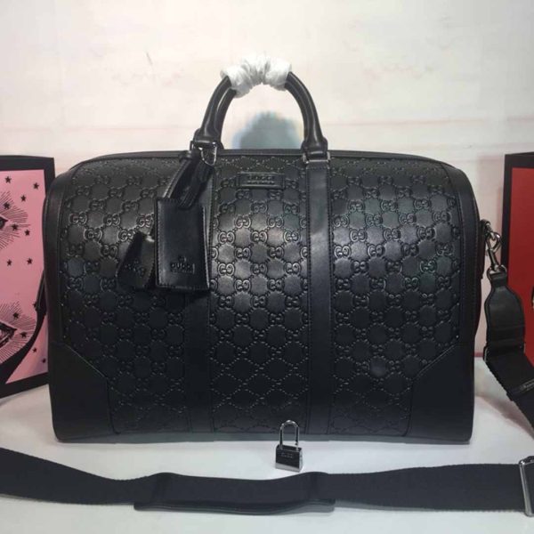 Gucci Double G Duffle Bag - Black/Red Embossed Replica