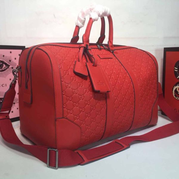 Gucci Double G Duffle Bag - Black/Red Embossed Replica - Image 14