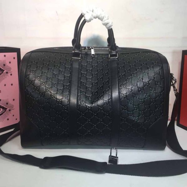 Gucci Double G Duffle Bag - Black/Red Embossed Replica - Image 2