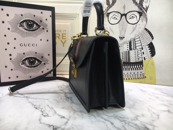 Replica Gucci Ophidia Top Handle Bag Black/White with Web Stripes - Image 2