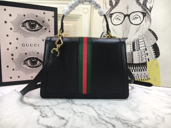 Replica Gucci Ophidia Top Handle Bag Black/White with Web Stripes - Image 3