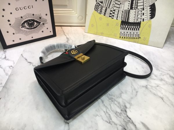 Replica Gucci Ophidia Top Handle Bag Black/White with Web Stripes - Image 4