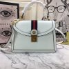 Best Replicas Bags - Replica Gucci Ophidia Top Handle Bag Black/White with Web Stripes Shop For Best Louis Vuitton LV Replica Bags With Cheap Price