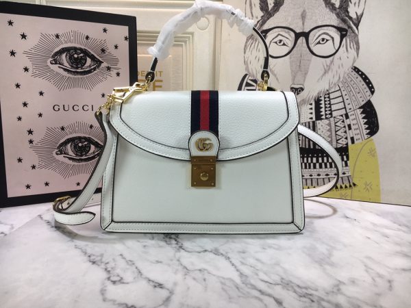 Replica Gucci Ophidia Top Handle Bag Black/White with Web Stripes - Image 6