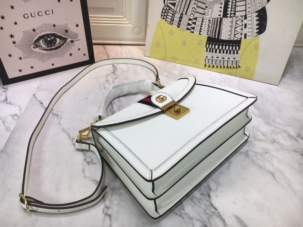 Replica Gucci Ophidia Top Handle Bag Black/White with Web Stripes - Image 9