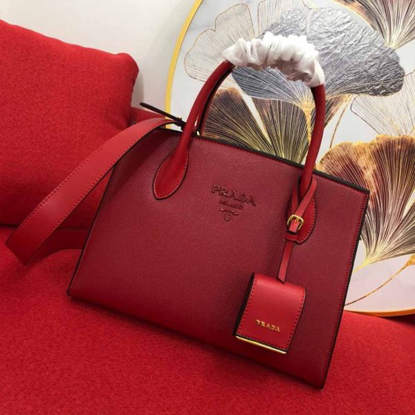 Replica Prada Monochrome Saffiano Leather Bag in Wine Red - Image 14