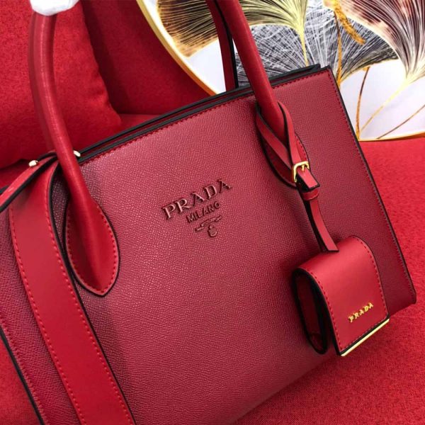 Replica Prada Monochrome Saffiano Leather Bag in Wine Red - Image 18