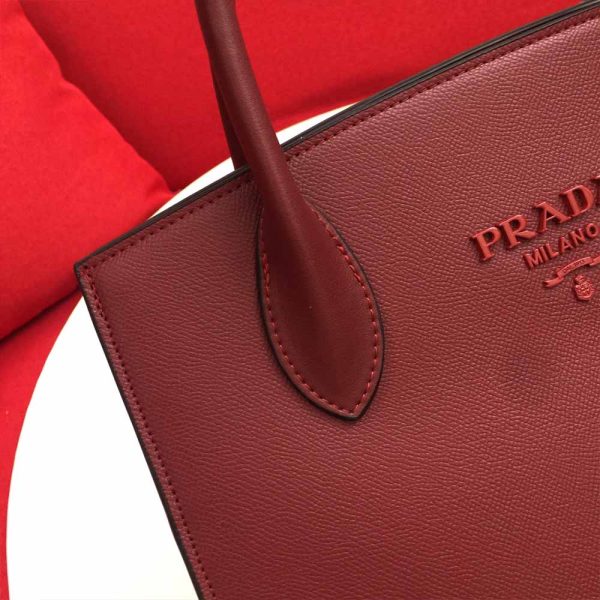 Replica Prada Monochrome Saffiano Leather Bag in Wine Red - Image 6