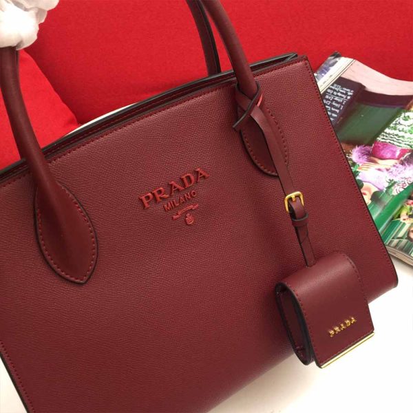 Replica Prada Monochrome Saffiano Leather Bag in Wine Red - Image 5