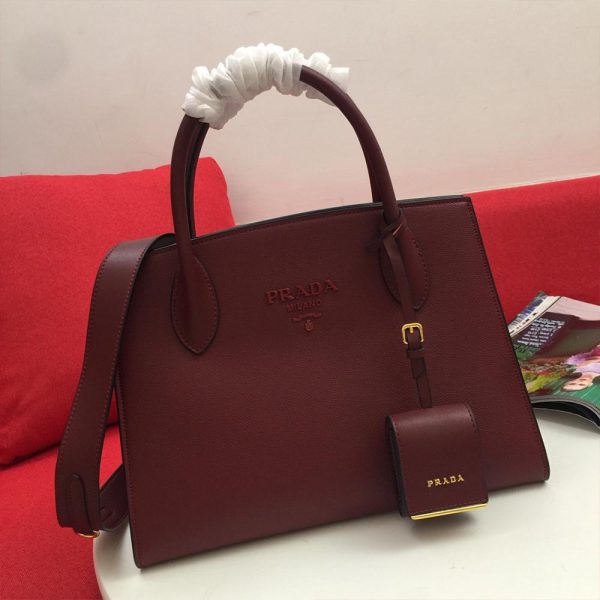 Replica Prada Monochrome Saffiano Leather Bag in Wine Red