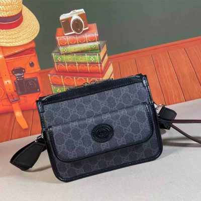 Gucci Replica Messenger Bag Black/Grey - 674164