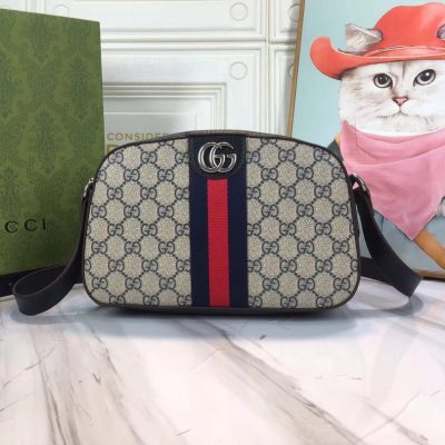 Replica Gucci Ophidia Double G Shoulder Bag - Black/White
