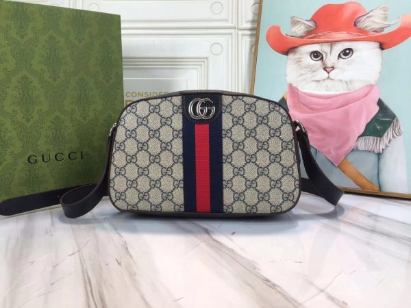 Replica Gucci Ophidia Double G Shoulder Bag - Black/White