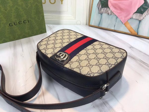 Replica Gucci Ophidia Double G Shoulder Bag - Black/White - Image 4
