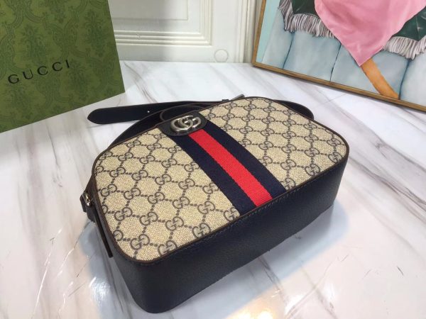 Replica Gucci Ophidia Double G Shoulder Bag - Black/White - Image 5