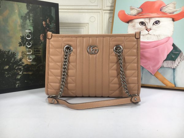 Replica Gucci Marmont Small Tote Bag - Brown, Gray, White