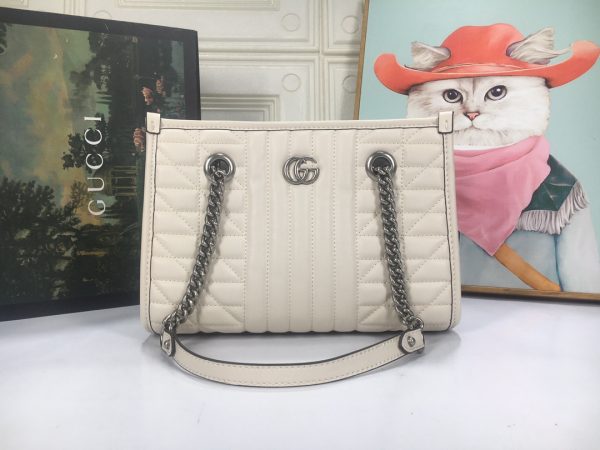 Replica Gucci Marmont Small Tote Bag - Brown, Gray, White - Image 10