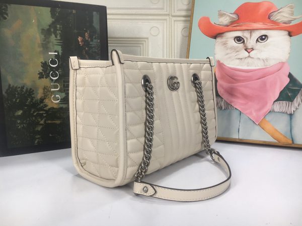 Replica Gucci Marmont Small Tote Bag - Brown, Gray, White - Image 11