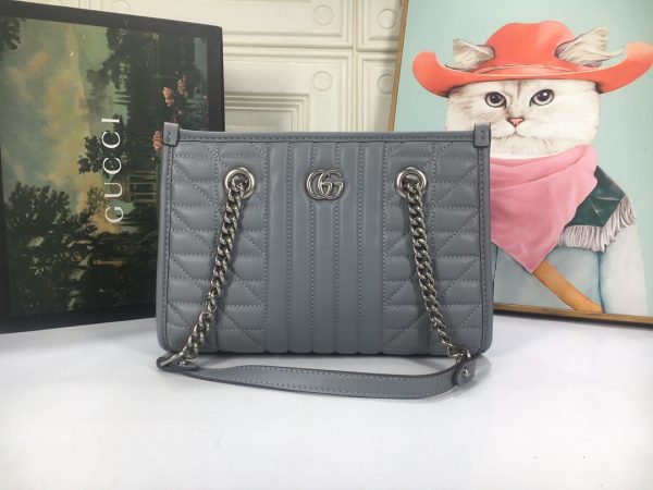 Replica Gucci Marmont Small Tote Bag - Brown, Gray, White - Image 6