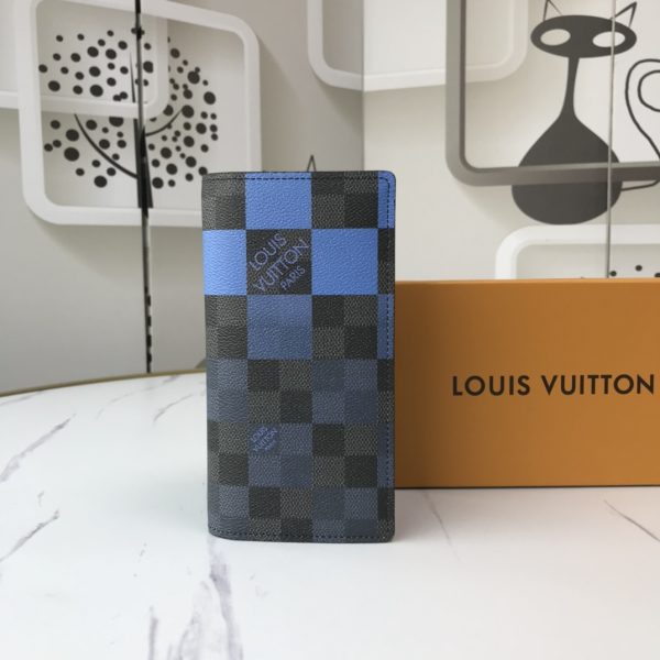 Replica LV Brazza Wallet N40415 in White, Blue, Orange - Image 10