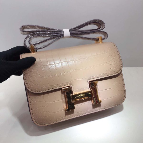Replica Hermes Croc-Pattern Constance Crossbody Bag - Image 6