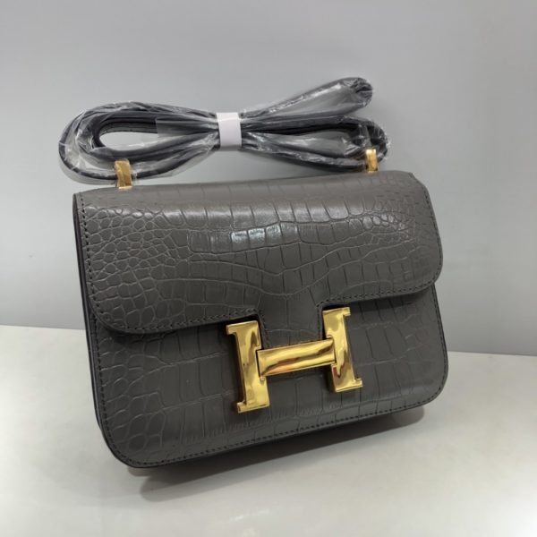 Replica Hermes Croc-Pattern Constance Crossbody Bag - Image 14