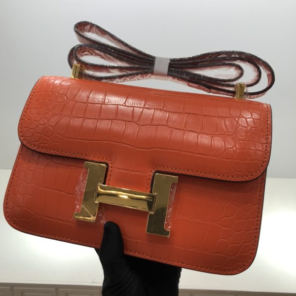 Replica Hermes Croc-Pattern Constance Crossbody Bag - Image 26