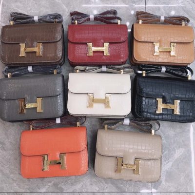 Replica Hermes Croc-Pattern Constance Crossbody Bag