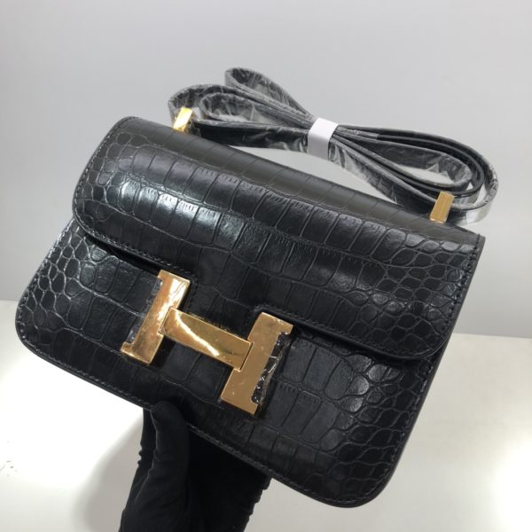 Replica Hermes Croc-Pattern Constance Crossbody Bag - Image 2