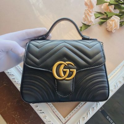 Replica Gucci Marmont Top Handle Bag in Black, Brown, Green