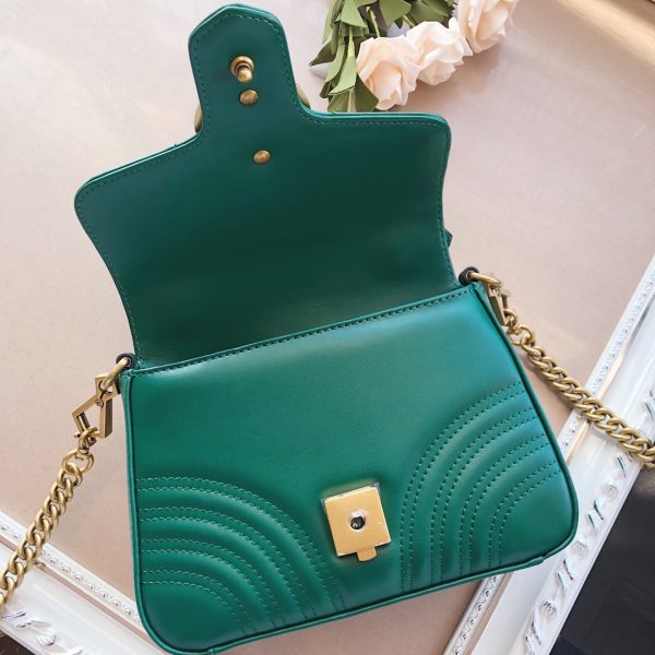 Replica Gucci Marmont Top Handle Bag in Black, Brown, Green - Image 10