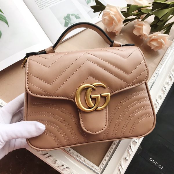 Replica Gucci Marmont Top Handle Bag in Black, Brown, Green - Image 11