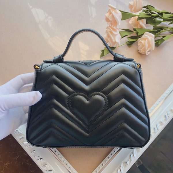 Replica Gucci Marmont Top Handle Bag in Black, Brown, Green - Image 2
